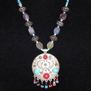 🐟Fish antique style pendant with colorful stones